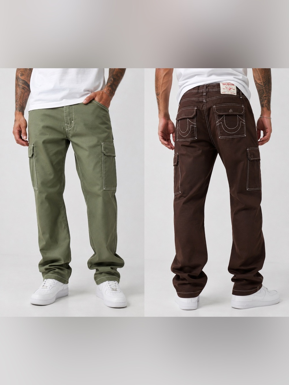 True Religion Cargo Pants Lot of 2 NWT Men’s Size 38 Olive & Brown